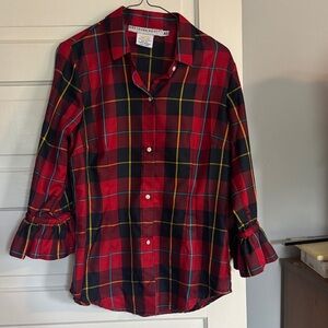 Gretchen Scott Designs Red Plaid Button-Up Shirt